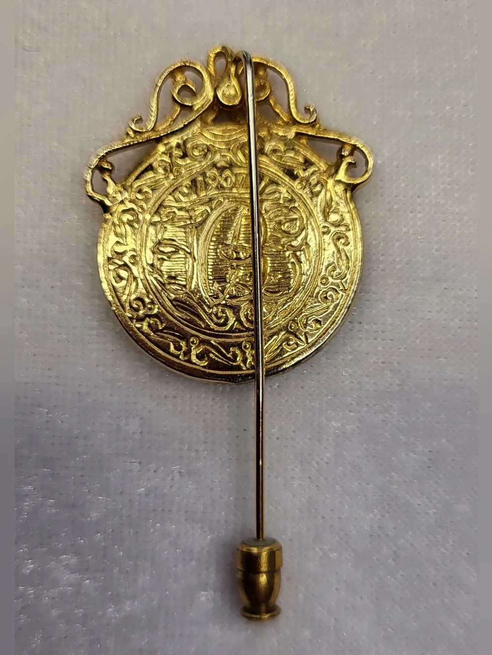 Vintage Hand-painted Floral Design on a Guilloché Enamel Background Stick Pin - Picture 2 of 3